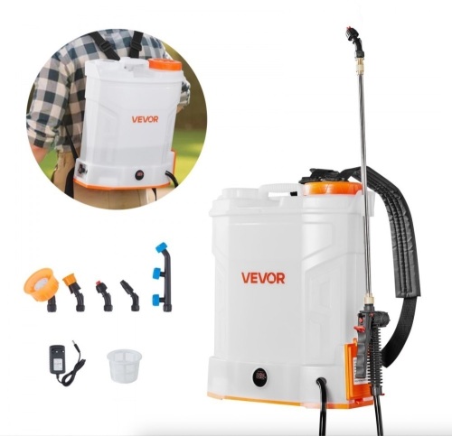 VEVOR Battery Powered Backpack Sprayer, 3.2 Gal, 2 Retractable Wands & 5 Nozzles, Adjustable 0-90 PSI, 2 Hour Runtime