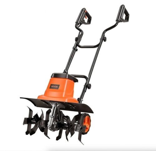 VEVOR Corded 13.5-Amp Motor Heavy-Duty Tilling Machine, Steel Tines and Foldable Handle, 18 Inch Tilling Width