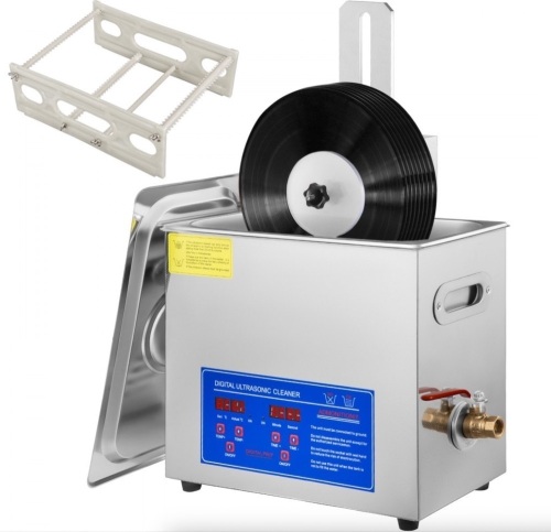 VEVOR 6L Ultrasonic Vinyl Cleaner 7-12 Inch 8 Records, 180W, Drying Rack