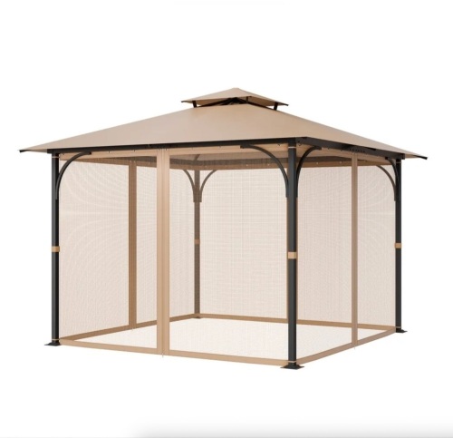 VEVOR Gazebo Netting Replacement, Fit Most 10 x 10 x 7 FT Gazebo Curtain, 4-Panel - Netting Only