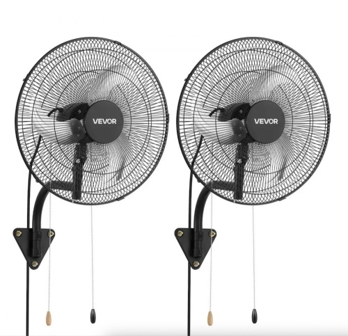 VEVOR 18 in Wall Mounted Hanging Fan Oscillating, 3-Speed, Long Airflow Distance, Adjustable Rotation Angle, 2 Pack