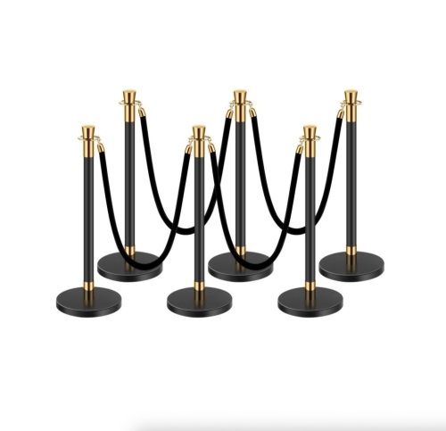 VEVOR Stanchions and Velvet Ropes, 6 Pcs Crowd Control Barriers with 4 Black Velvet Ropes