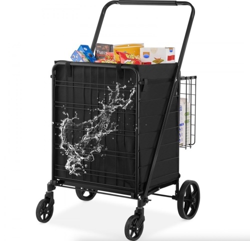 VEVOR Folding Shopping Cart with Removable Waterproof Liner, 210LBS Capacity