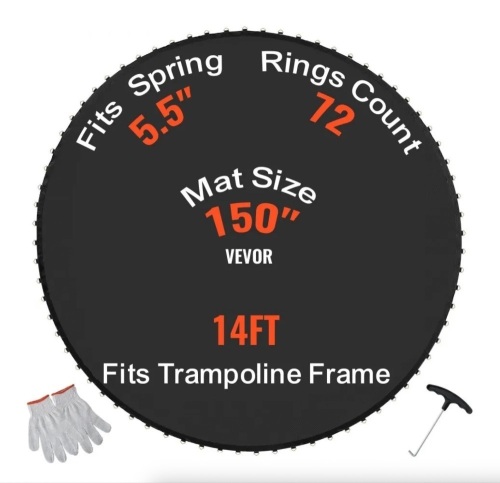 VEVOR Replacement Trampoline Mat for 14ft Round Trampoline, Fit 5.5" Spring Length
