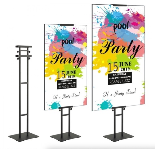 VEVOR Double-Sided Heavy Duty Pedestal Sign Holder, Adjustable Height Up to 75"
