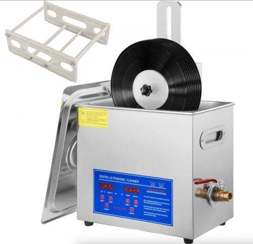 VEVOR 6L Ultrasonic Vinyl Cleaner 7-12 Inch 8 Records 180W with Drying Rack