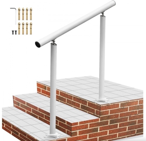 VEVOR Outdoor Stair Railing Kit, 3 FT Handrail for 2-3 Steps, Adjustable Angle