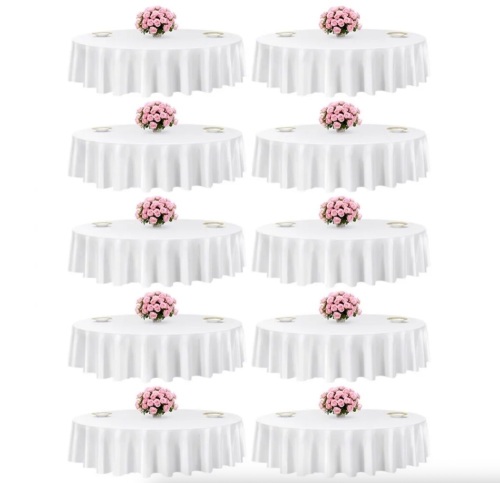 VEVOR 90" White Round Tablecloths, 10 Pack
