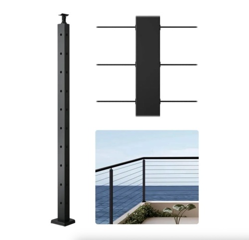 VEVOR Corner Cable Railing Post, 36x1x2 Inch, with L-Shaped Pre-Drilled Holes, Stainless Steel