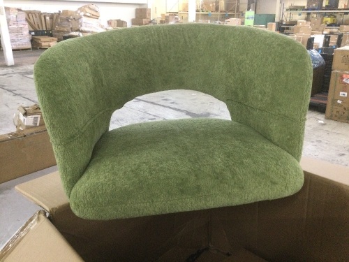 VINGLI Modern Swivel Curved Office and Vanity Desk Chair Velvet Chenille Green