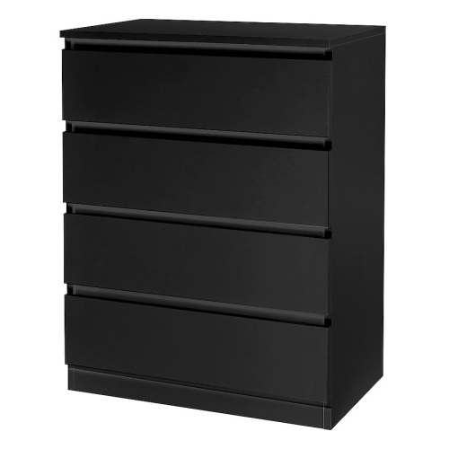 4 Drawer Black Particle Board 23.62 inch W Chest of Drawers