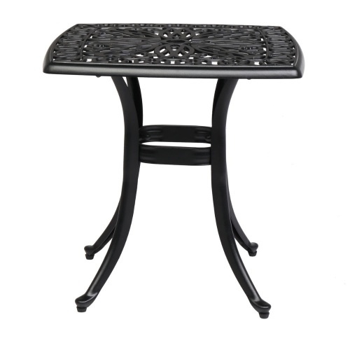 21" Square Outdoor Side Table with Umbrella Hole Black