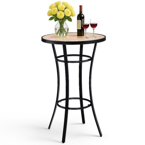 VINGLI 39-H Outdoor Bar Table with Wood-Like Top