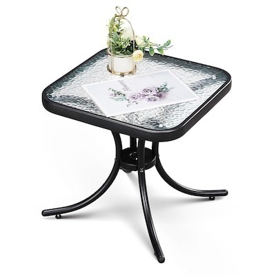 VINGLI 18-in W x 18-in L Waterproof Square Outdoor Side Table Black