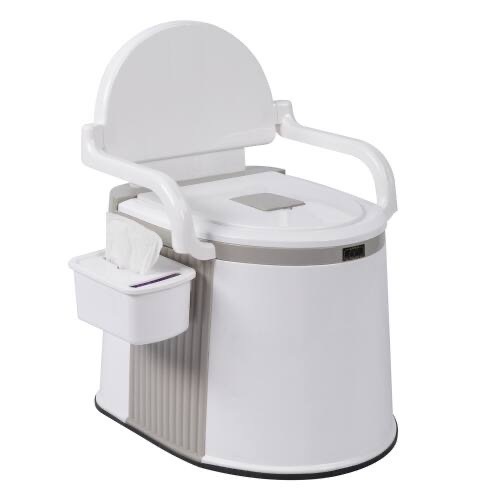 Portable Toilet with Inner Bucket, Back, Handrail