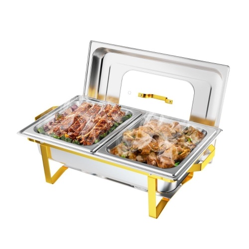 ROVSUN 9 QT Chafing Dish Set with Glass Lid & 2 Half-Size Pan