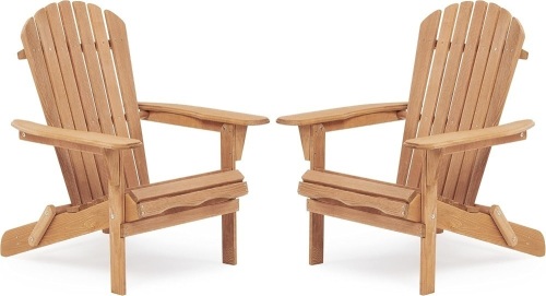 Outdoor Wooden Folding Adirondack Chair Set of 2