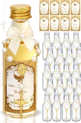 24 Sets Catholic Holy Water Bottle Baptism Rosary Sets