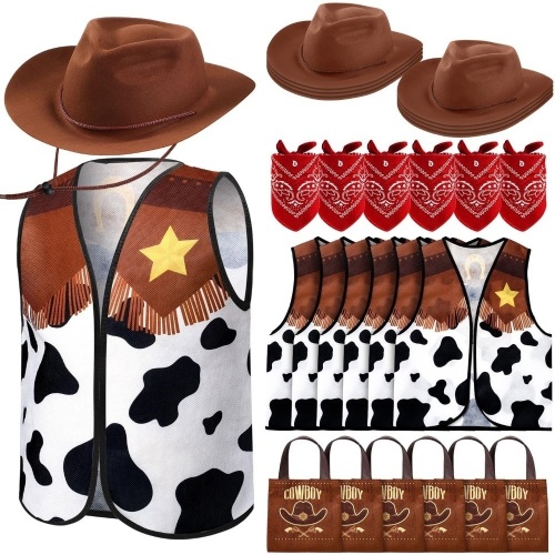 Cowboy Costume Set Party Supplies for 6 Kids