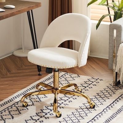 VINGLI Modern Velvet Small Office Chair with Wheels