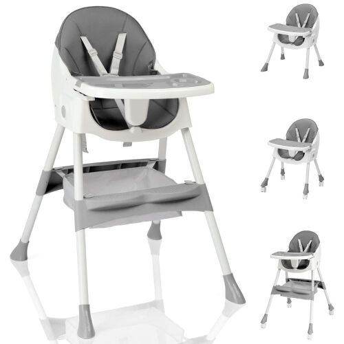 2-in-1 Portable Convertible Highchair with 5-Point Safety Harness