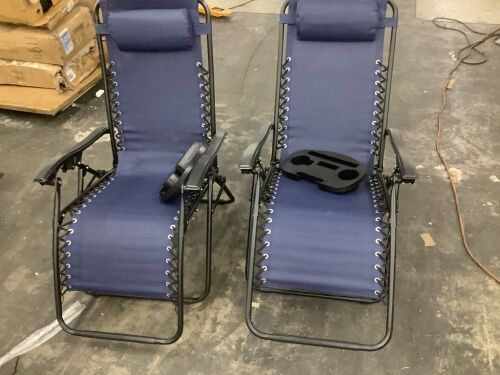 Set of 2 Adjustable Zero Gravity Patio Chair Recliners w/ Cup Holders