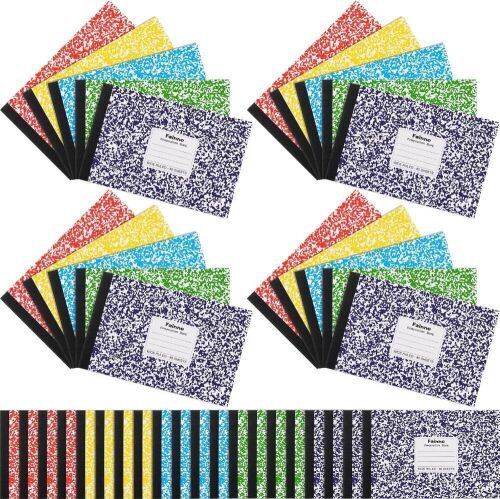 Lot of (2) 20 Pieces Composition Notebooks 80 Pages Half Size Wide Ruled 4-7/8 x 7-1/2"