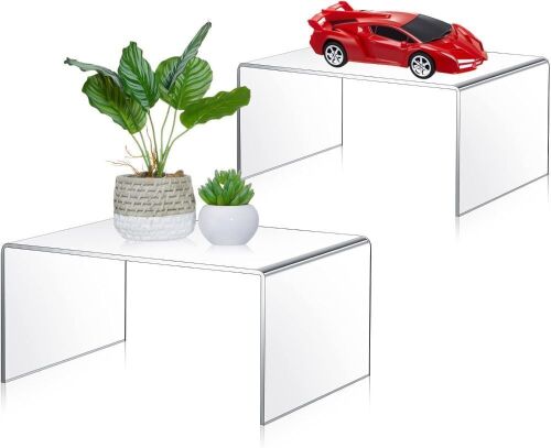 2 Pcs 10 Inch, 12 Inch Large Acrylic Risers Display Stands