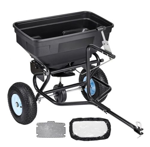 VEVOR Tow Behind Broadcast Spreader, 130LBS Capacity, 13 in Tires, 30 Adjustable Setting & 9.8 ft Spreading Width
