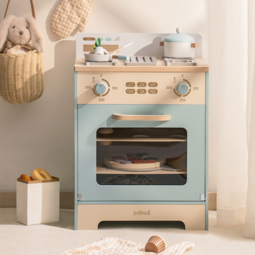 ROBUD Wooden Toy Kitchen Oven Playset