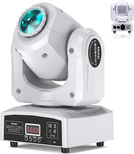 DJ Lights Moving Head 8 Color 8 GOBO Stage Lighting LED Spotlight by DMX and Sound Activated Control for Wedding DJ Disco Parties Church Live Show Bar (White-1 Piece)