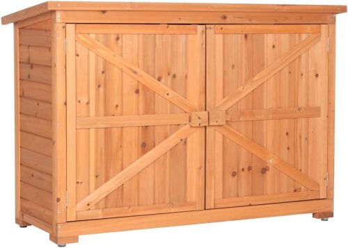 VINGLI Outdoor Wooden Storage Shed, Extra Large Garden Shed Outside Tool Cabinet with 2 Safety Latches, Patio Storage Organizer for Garden Yard Lawn Equipment