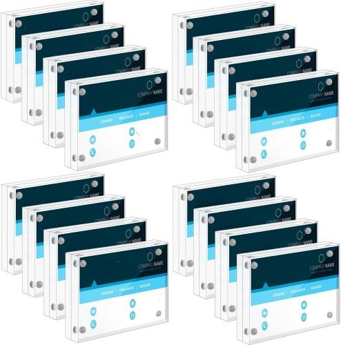 Kigley 16 Pcs 2.5 x 3.5 Inch Mini Acrylic Picture Frames, Clear Acrylic Photo Business Card Frame Desktop Display Double Sided Wallet Size Frame Freestanding Frames for Film Photos Cards Stamp