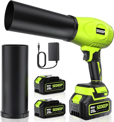 Leaf Blower Cordless with Battery and Charger, 980,000 RPM, Extended Nozzle, Lightweight Handheld, Blower for Patio Cleaning, Leaves and Dust