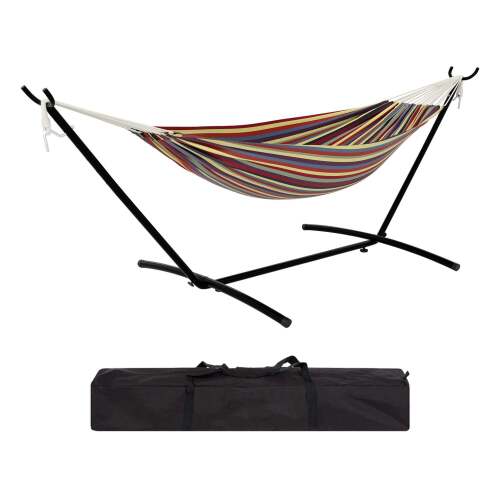 Garvee Double Hammock with Space-Saving Steel Stand, 2-Person Portable Outdoor Hammock with Carry Bag, 450 lb Capacity for Backyard, Garden & Patio