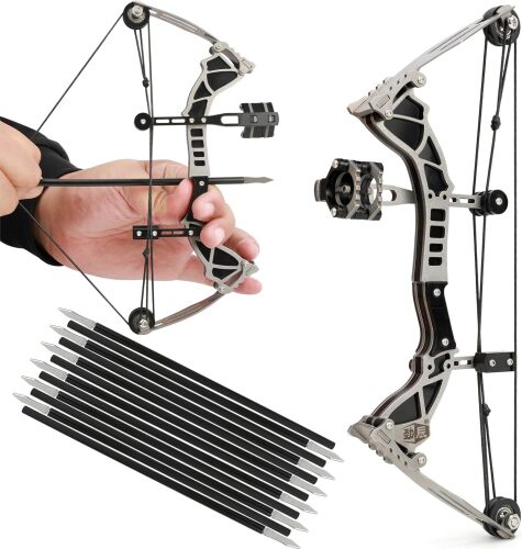 Miniature Compound Bow Set Training Bow RH/LH for Archery Outdoor Sports Hunting Shooting Practice Cool Stuff Entertainment Fun Gift