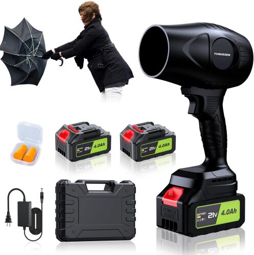 980,000 RPM Cordless Leaf Blower - 21V Electric Handheld Leaf Blower with 2×4.0Ah Batteries & Fast Charger - Lightweight for Patio, Lawn, Yard, Deck Cleaning - Dark
