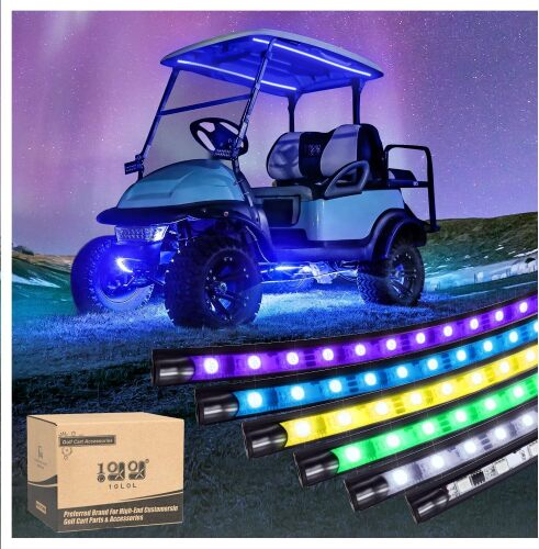 10L0L 6PCS Golf Cart Underglow LED Light Kit, Underbody RGB Strip Lights, 24-Mode Neon Accent Lighting, Music Sync, Wireless Remote, IP67 Waterproof, 12V-80V Input for EZGO Yamaha Club Car