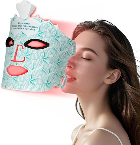 SUERBEATY Red Light Mask for Face - 7 Colors Red Light Mask, Facial Skin Care at Home, Cordless, Ergonomic Design and Rechargeable for Home - Green