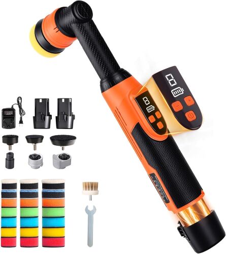 Cordless Mini Polisher - 12V Multi Polisher Cordless Scratches Killer RO/DA Car Polisher with 21 Buffing Pads - Small Polisher for Car Detailing Polishing Waxing, Car Buffer wtih 8 Variable Speed