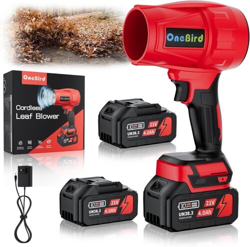 Cordless-Leaf-Blower-Electric Leaf Blower for Lawn Care 560 CFM-Handheld Blower Portable with Battery and Charger with 21V-4.0Ah-2 Batteries, Lightweight Blower for Patio Cleaning dust - Deep Black
