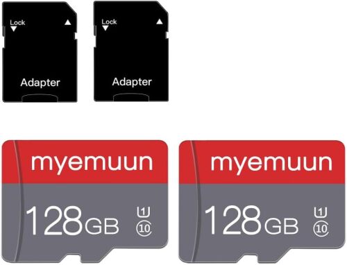 2 Pack 128 GB Micro Memory Card with Adapter, TF Memory Card Class 10, Mini Memory Card for Smartphone/Tablet/Camera/Personal Computer (128GB*2-U1)