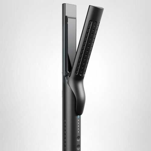 TYMO Airflow 2.0 Curling Iron Flat Iron - Hair Straightener and Curler 2 in 1, 1.25 Inch Curling Wand for Long Short Hair, Dual Voltage for Travel, 54 Million Ionic, Anti-Tangle, 5 Temps, Black
