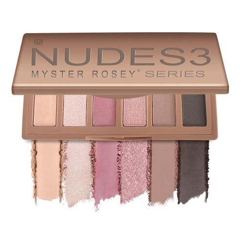 Nudes 3 Series Mini Eyeshadow Palette, Matte & Shimmer Finish, 6 Champagne Mauve & Pink Eye Shadows, Travel Friendly Size, Vegan, Cruelty-free