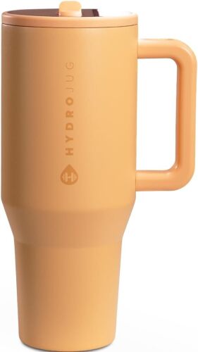 32 oz Water Bottle with Handle & Flip Straw - Fits in Cup Holder, Leak Resistant Tumbler-Reusable Insulated Stainless Steel & Rubber Base - Gifts for Women & Men