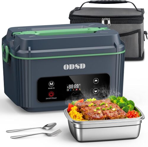 ODSD Cordless Heated Lunch Box for Adults, 5-Cup Electric Lunch Box with Timer, Portable Food Warmer with 360° Even Heating for Car, Office, or Outdoors