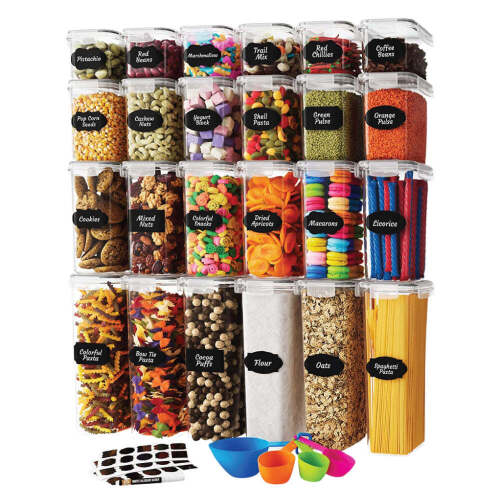 Airtight Food Storage Containers Set with Lids (24 Pack) for Kitchen and Pantry Organization - BPA Free Kitchen Canisters
