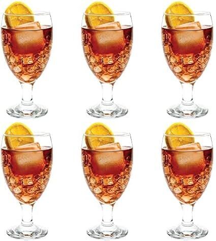 Classic Goblet Party Glasses, Iced Tea Glasses, Set of 6 Goblets
