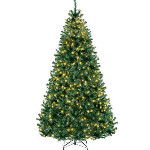 6.5ft Premium Artificial Pre-Lit Pine Christmas Tree w/ 1,000 Tips, 250 Lights