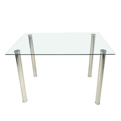 Glass Dining Table with Metal Legs 43"